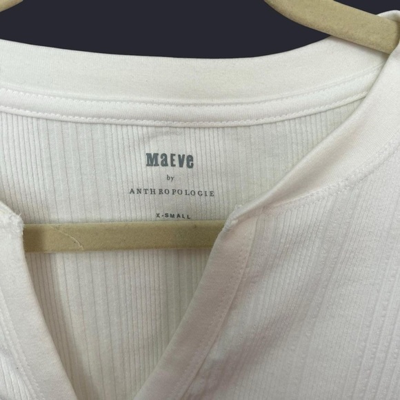 NWT Anthropologie x Maeve XS White Spliced Neck Top - Picture 5 of 7